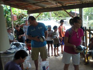 Give out food